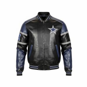 Dallas Cowboys G-III Bomber Jacket Mens XL Vintage Black Faux Leather NFL - EUC